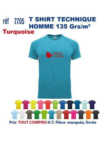 T-SHIRT SPORT RESPIRANT TURQUOISE HOMME OU FEMME REF 7705 7705 TURQUOISE T SHIRTS SPORT RESPIRANTS 135 GRS  5,40 €