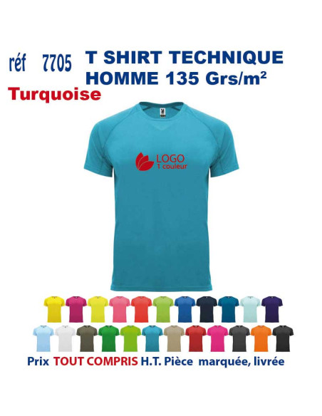T-SHIRT SPORT RESPIRANT TURQUOISE HOMME OU FEMME REF 7705 7705 TURQUOISE T SHIRTS SPORT RESPIRANTS 135 GRS  5,40 €