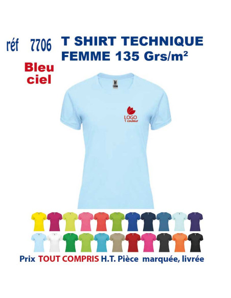 T-SHIRT SPORT RESPIRANT BLEU CIEL HOMME OU FEMME REF 7705 7705 BLEU CIEL T SHIRTS SPORT RESPIRANTS 135 GRS  5,40 €