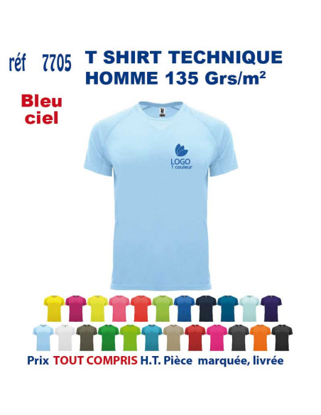 T-SHIRT SPORT RESPIRANT BLEU CIEL HOMME OU FEMME REF 7705 7705 BLEU CIEL T SHIRTS SPORT RESPIRANTS 135 GRS  5,40 €