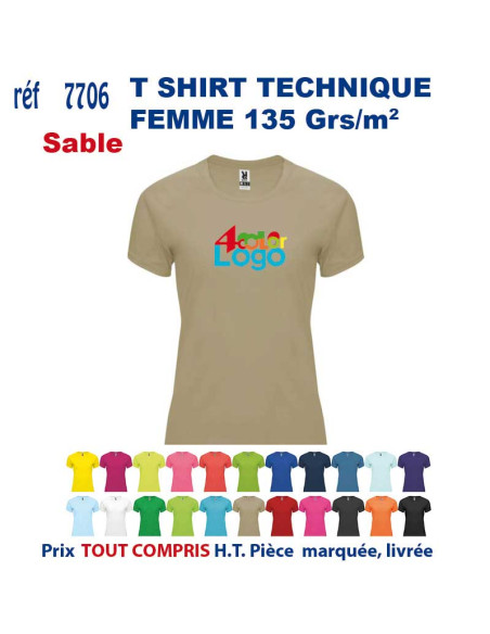 T-SHIRT SPORT RESPIRANT SABLE HOMME OU FEMME REF 7705 7705 sable T SHIRTS SPORT RESPIRANTS 135 GRS  5,40 €