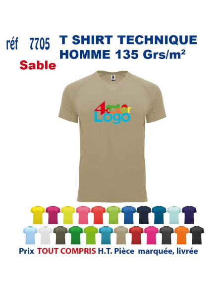 T-SHIRT SPORT RESPIRANT SABLE HOMME OU FEMME REF 7705 7705 sable T SHIRTS SPORT RESPIRANTS 135 GRS  5,40 €