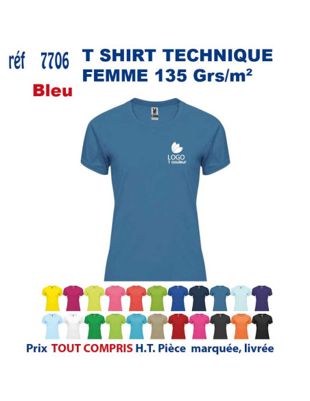 T-SHIRT SPORT RESPIRANT BLEU HOMME OU FEMME REF 7705 7705 BLEU T SHIRTS SPORT RESPIRANTS 135 GRS  5,40 €