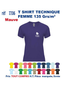 T-SHIRT SPORT RESPIRANT MAUVE HOMME OU FEMME REF 7705 7705 mauve T SHIRTS SPORT RESPIRANTS 135 GRS  5,40 € 2