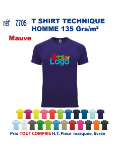 T-SHIRT SPORT RESPIRANT MAUVE HOMME OU FEMME REF 7705 7705 mauve T SHIRTS SPORT RESPIRANTS 135 GRS  5,40 €