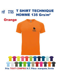 T-SHIRT SPORT RESPIRANT ORANGE HOMME OU FEMME REF 7705 7705 orange T SHIRTS SPORT RESPIRANTS 135 GRS  5,40 €