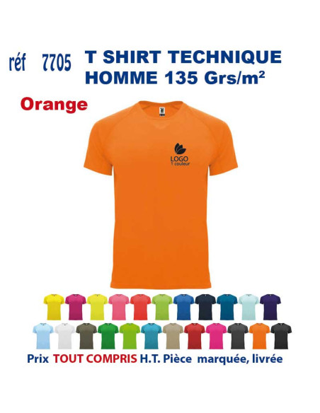 T-SHIRT SPORT RESPIRANT ORANGE HOMME OU FEMME REF 7705 7705 orange T SHIRTS SPORT RESPIRANTS 135 GRS  5,40 €