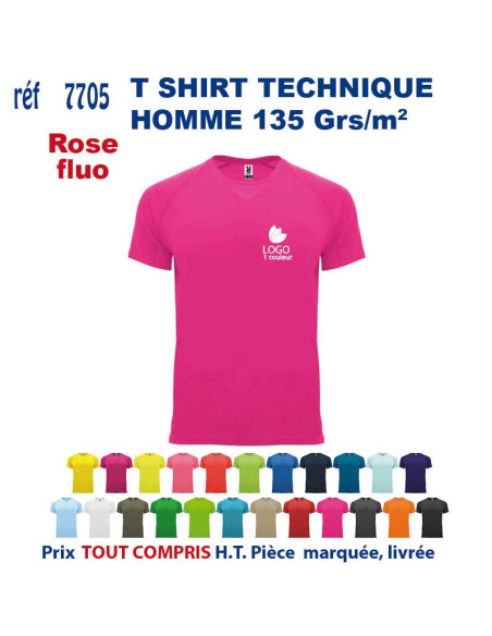T-SHIRT SPORT RESPIRANT ROSE FLUO HOMME OU FEMME REF 7705 7705 ROSE FLUO T SHIRTS SPORT RESPIRANTS 135 GRS  5,40 €