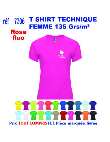 T-SHIRT SPORT RESPIRANT ROSE FLUO HOMME OU FEMME REF 7705 7705 ROSE FLUO T SHIRTS SPORT RESPIRANTS 135 GRS  5,40 €