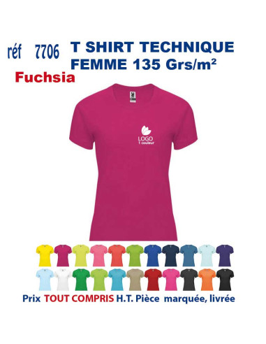 T-SHIRT SPORT RESPIRANT FUCHSIA HOMME OU FEMME REF 7705 7705 fuchsia T SHIRTS SPORT RESPIRANTS 135 GRS  5,40 €