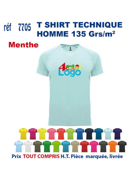 T-SHIRT SPORT RESPIRANT MENTHE HOMME OU FEMME REF 7705 7705 menthe T SHIRTS SPORT RESPIRANTS 135 GRS  5,40 €