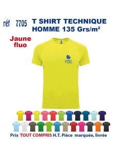 T-SHIRT SPORT JAUNE FLUO HOMME OU FEMME REF 7705 7705 jaune fluo T SHIRTS SPORT RESPIRANTS 135 GRS  5,40 €