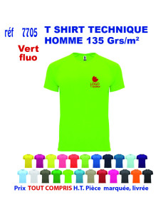 T-SHIRT SPORT RESPIRANT VERT FLUO HOMME OU FEMME REF 7705 7705 vert fluo T SHIRTS SPORT RESPIRANTS 135 GRS  5,40 €