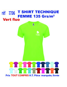 T-SHIRT SPORT RESPIRANT VERT FLUO HOMME OU FEMME REF 7705 7705 vert fluo T SHIRTS SPORT RESPIRANTS 135 GRS  5,40 € 2