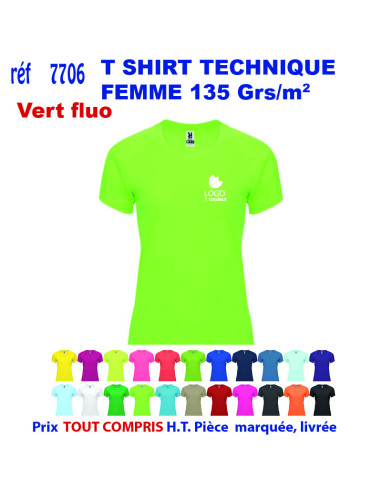 T-SHIRT SPORT RESPIRANT VERT FLUO HOMME OU FEMME REF 7705 7705 vert fluo T SHIRTS SPORT RESPIRANTS 135 GRS  5,40 €