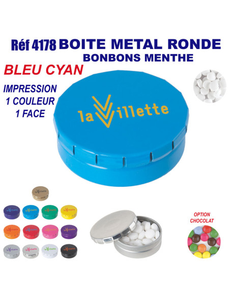 BOITE METAL BONBONS MENTHE REF 4178 4178 JEUX - ENFANTS : OBJETS PUBLICITAIRES  3,71 €