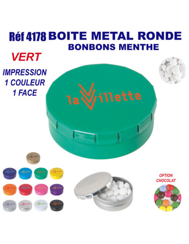 BOITE METAL BONBONS MENTHE REF 4178 4178 JEUX - ENFANTS : OBJETS PUBLICITAIRES  3,71 €