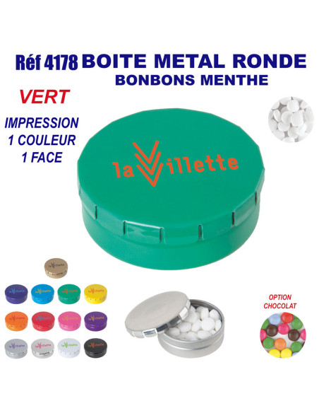 BOITE METAL BONBONS MENTHE REF 4178 4178 JEUX - ENFANTS : OBJETS PUBLICITAIRES  3,71 €