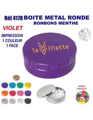 BOITE METAL BONBONS MENTHE REF 4178 4178 JEUX - ENFANTS : OBJETS PUBLICITAIRES  3,71 €
