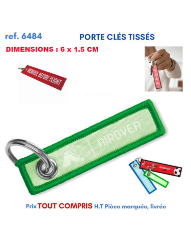 PORTE CLES TISSES 6 X 1.5 CM REF 6484 6484 PORTE- CLES PUBLICITAIRES  1,57 €