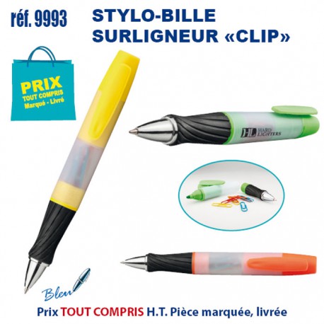 STYLO BILLE SURLIGNEUR CLIP REF 9993 9993 Surligneur  2,32 €