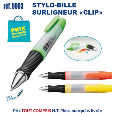 STYLO BILLE SURLIGNEUR CLIP REF 9993 9993 Surligneur  2,32 €