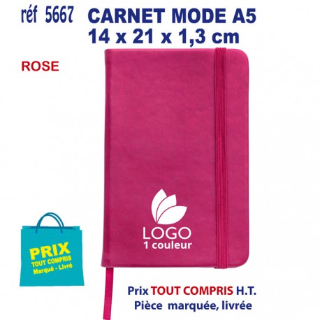 CARNET MODE A5 PAGES LIGNEES REF 5667 5667 Carnet personnalisé  3,52 €