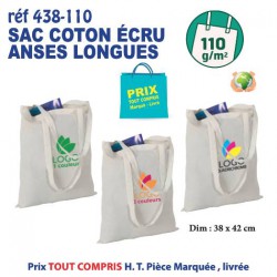 SAC COTON ECRU ANSES LONGUES 110 GRS REF 438-110 438-110 SACS SHOPPING - TOTEBAG  2,47 €