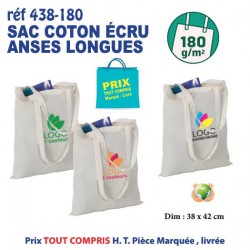 SAC COTON ECRU ANSES LONGUES 180 GRS REF 438-180 438-180 SACS SHOPPING - TOTEBAG  3,07 €