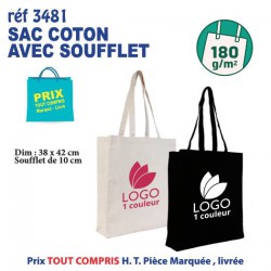 SAC COTON SOUFFLET ANSES LONGUES 180 GRS REF 3481 3481 SACS SHOPPING - TOTEBAG  3,44 €