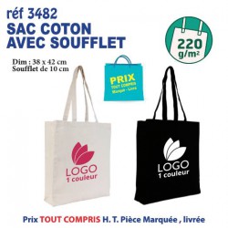SAC COTON SOUFFLET ANSES LONGUES 220 GRS REF 3482 3482 SACS SHOPPING - TOTEBAG  3,76 €