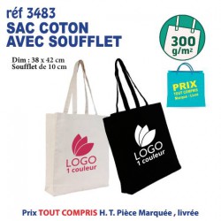 SAC COTON SOUFFLET ANSES LONGUES 300 GRS REF 3483 3483 SACS SHOPPING - TOTEBAG  4,05 €