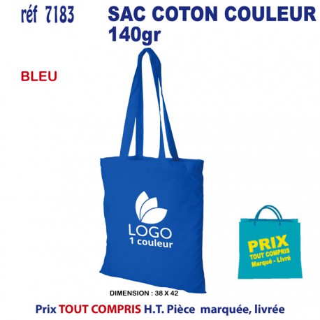 SAC COTON COULEUR 140 GRS REF 7183 7183 SACS SHOPPING - TOTEBAG  3,00 €