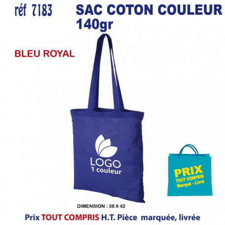 SAC COTON COULEUR 140 GRS REF 7183 7183 SACS SHOPPING - TOTEBAG  2,88 €