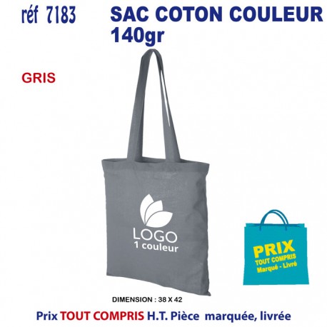 SAC COTON COULEUR 140 GRS REF 7183 7183 SACS SHOPPING - TOTEBAG  3,00 €