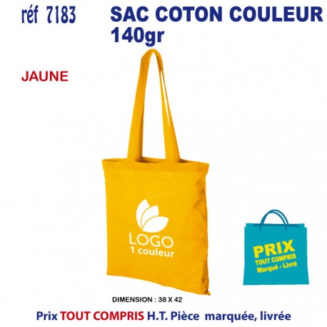 SAC COTON COULEUR 140 GRS REF 7183 7183 SACS SHOPPING - TOTEBAG  3,00 €