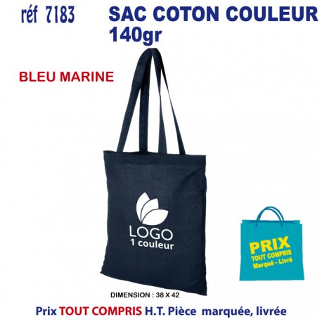 SAC COTON COULEUR 140 GRS REF 7183 7183 SACS SHOPPING - TOTEBAG  3,00 €