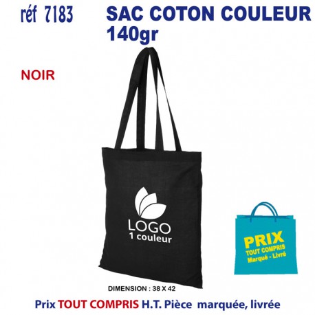 SAC COTON COULEUR 140 GRS REF 7183 7183 SACS SHOPPING - TOTEBAG  2,88 €