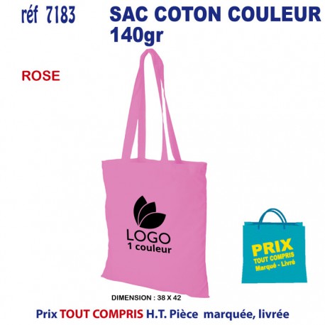 SAC COTON COULEUR 140 GRS REF 7183 7183 SACS SHOPPING - TOTEBAG  3,00 €