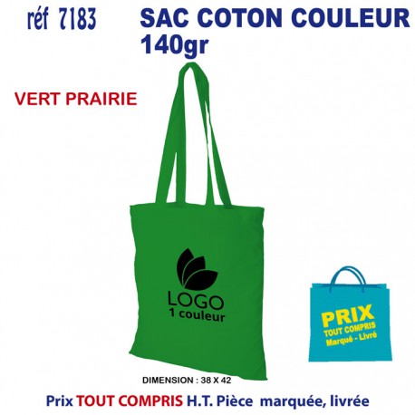 SAC COTON COULEUR 140 GRS REF 7183 7183 SACS SHOPPING - TOTEBAG  3,00 €