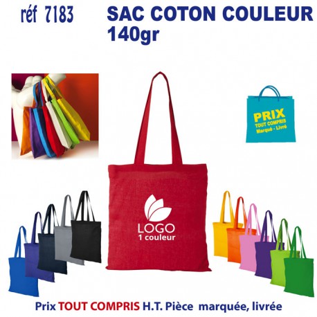 SAC COTON COULEUR 140 GRS REF 7183 7183 SACS SHOPPING - TOTEBAG  3,00 €