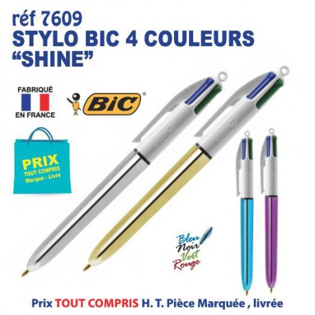 STYLO BIC 4 COULEURS SHINE REF 7609 7609 Stylos Divers : pointeur laser, stylo lampe...  2,98 €