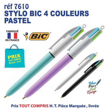 STYLO BIC 4 COULEURS PASTELS REF 7610 7610 Stylos Divers : pointeur laser, stylo lampe...  2,52 €
