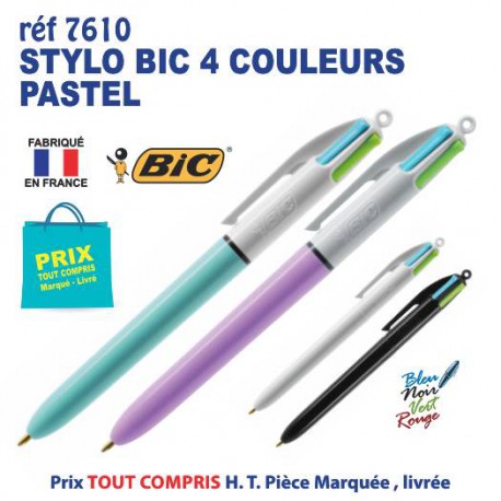 STYLO BIC 4 COULEURS PASTELS REF 7610 7610 Stylos Divers : pointeur laser, stylo lampe...  2,40 €