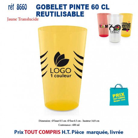 GOBELET PINTE 60 CL REUTILISABLE REF 8660 8660 GOURDES GOBELETS : OBJETS PUBLICITAIRES  2,44 €