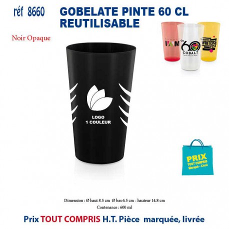 GOBELET PINTE 60 CL REUTILISABLE REF 8660 8660 GOURDES GOBELETS : OBJETS PUBLICITAIRES  2,44 €