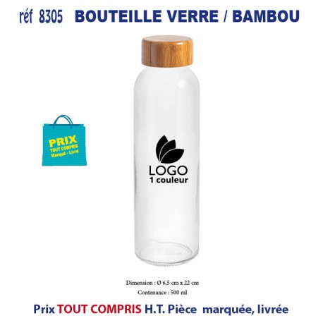 BOUTEILLE BAMBOU VERRE REF 8305 8305 GOURDES GOBELETS : OBJETS PUBLICITAIRES  6,65 €