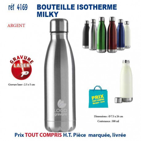 BOUTEILLE ISOTHERME MILKY REF 4169 4169 GOURDES GOBELETS : OBJETS PUBLICITAIRES  9,52 €