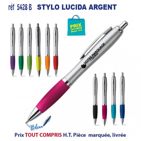 STYLO PUBLICITAIRE LUCIDA ARGENT REF 5428B 5428 B Stylos plastiques  0,70 €