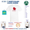 T SHIRT BLANC PUBLICITAIRE COTON HOMME 190 GRS REF 201 H 201 H T SHIRTS BLANCS PUBLICITAIRES PERSONNALISES  5,04 €